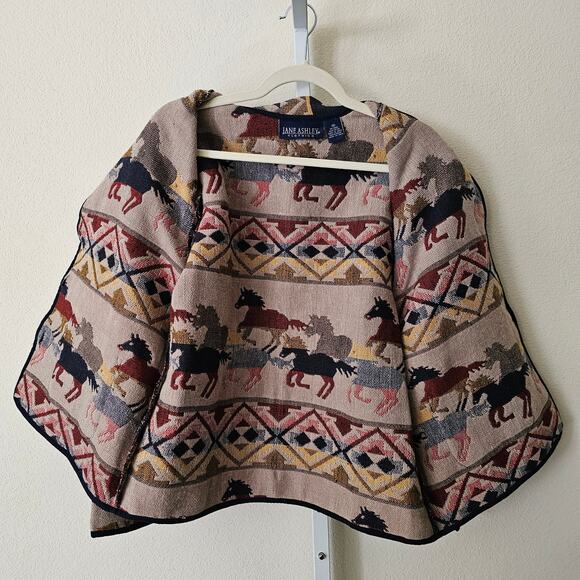 VTG NWT JANE ASHLEY Western Horse Aztec Tribal Tapestry Button Jacket Sz M - Picture 6 of 16